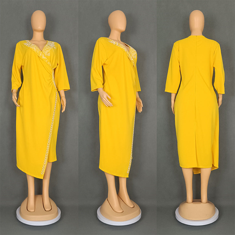 Plus Size African Style Beaded Party Evening Dress 11