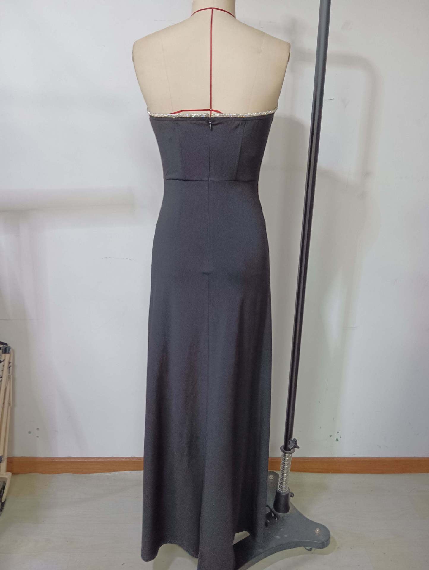 Women's Chic Elegant Strapless Bodycon High Waist Slit Long Dress Party Evening Gown 6