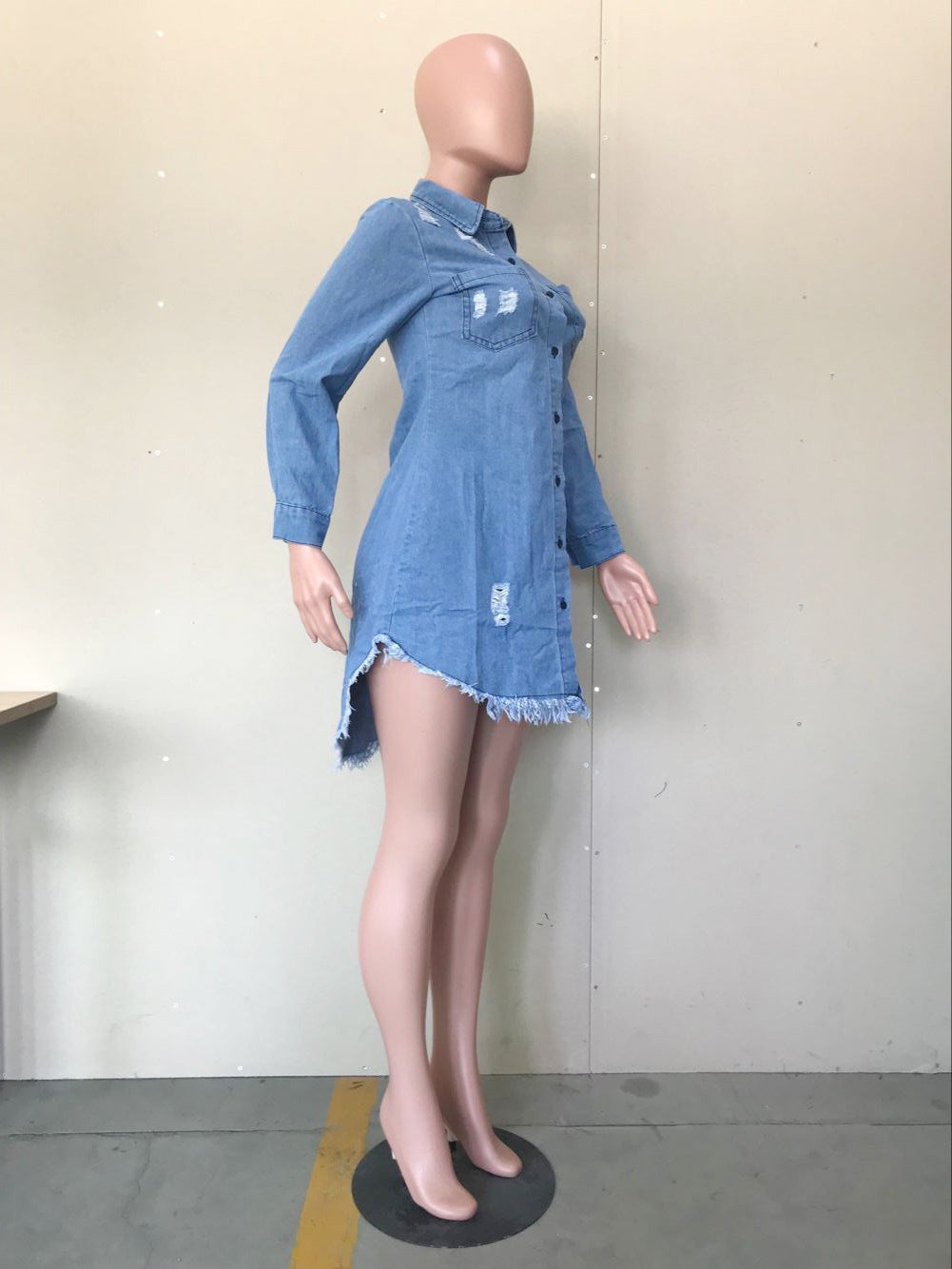 Trendy Ripped Fringe Denim Dress 9