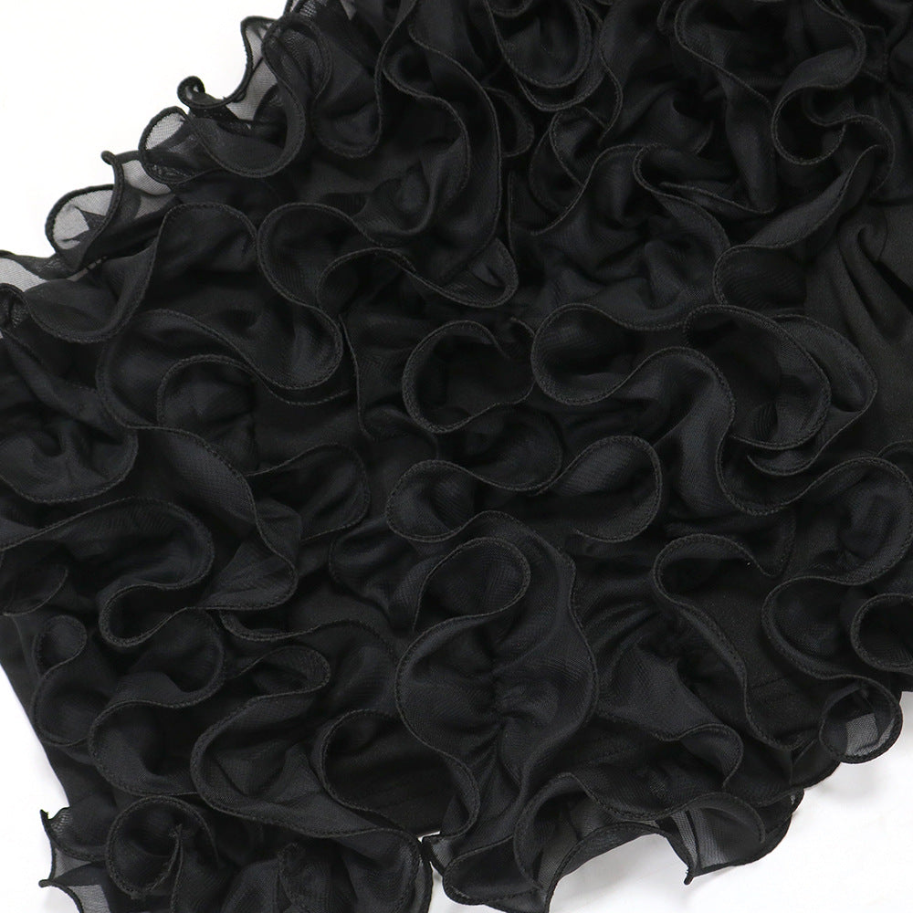 Fashion Solid Color Slash Shoulder Ruffled Top For Women 14