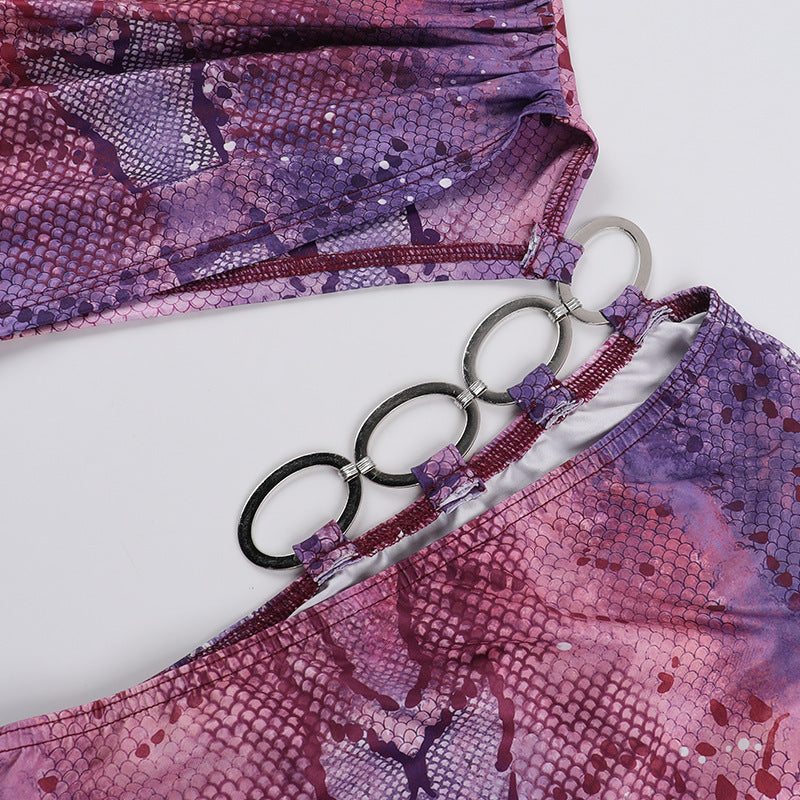 Women's Sexy One Shoulder Crop Two Piece Skirt Set 16