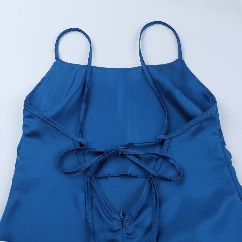 Strappy Sexy Low Back Satin Chic Evening Gown Long Dress 15