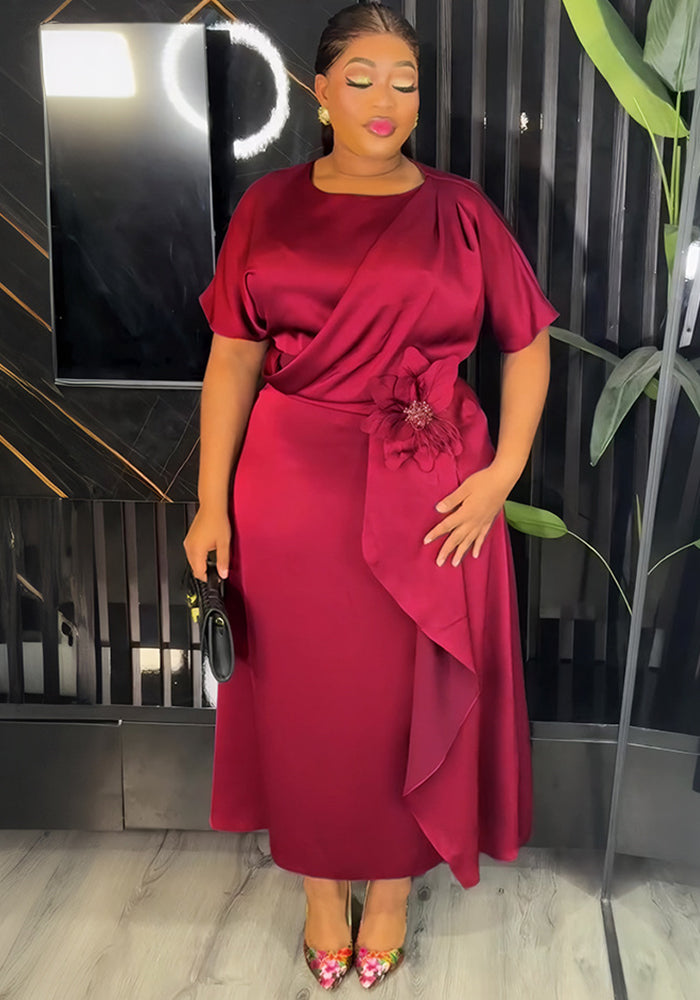 Plus Size African Elegant Solid Dress
