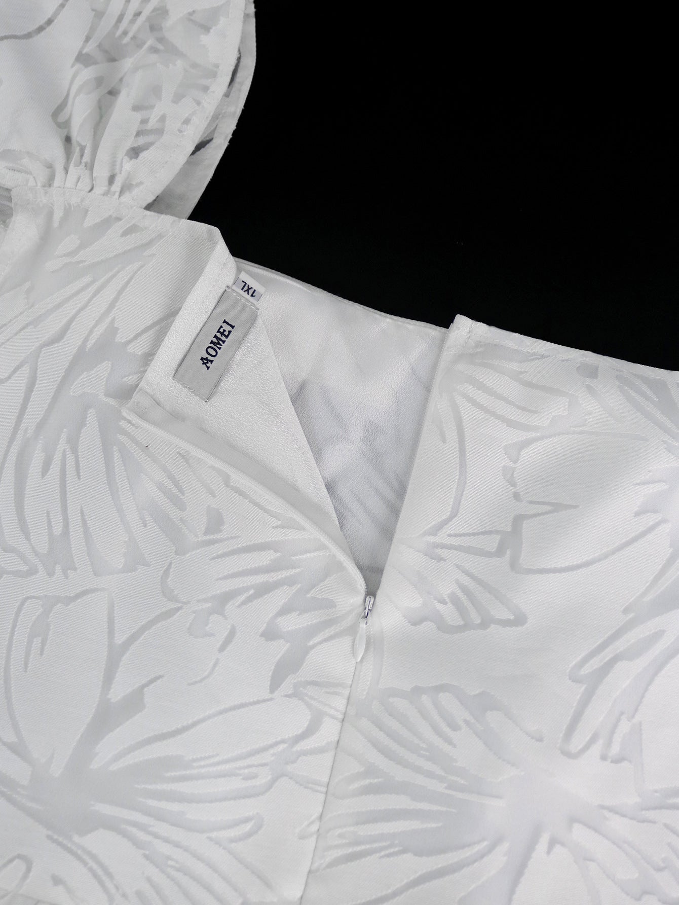 Plus Size Wedding Jacquard White Square-Neck High-Waist A-Line Elegant Wedding Dress 16