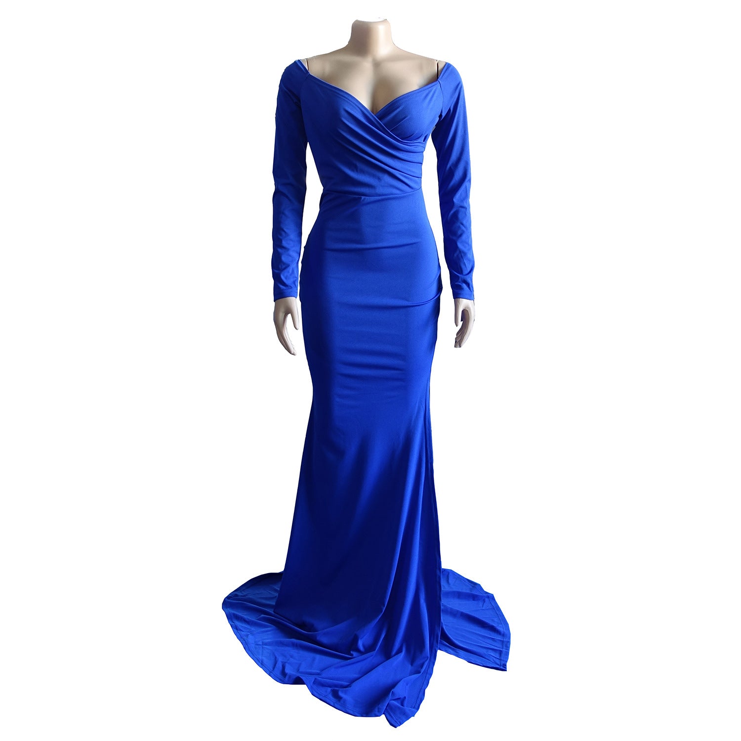 Blue Sexy Sweetheart Long Sleeve Slit Mermaid Evening Dress 5