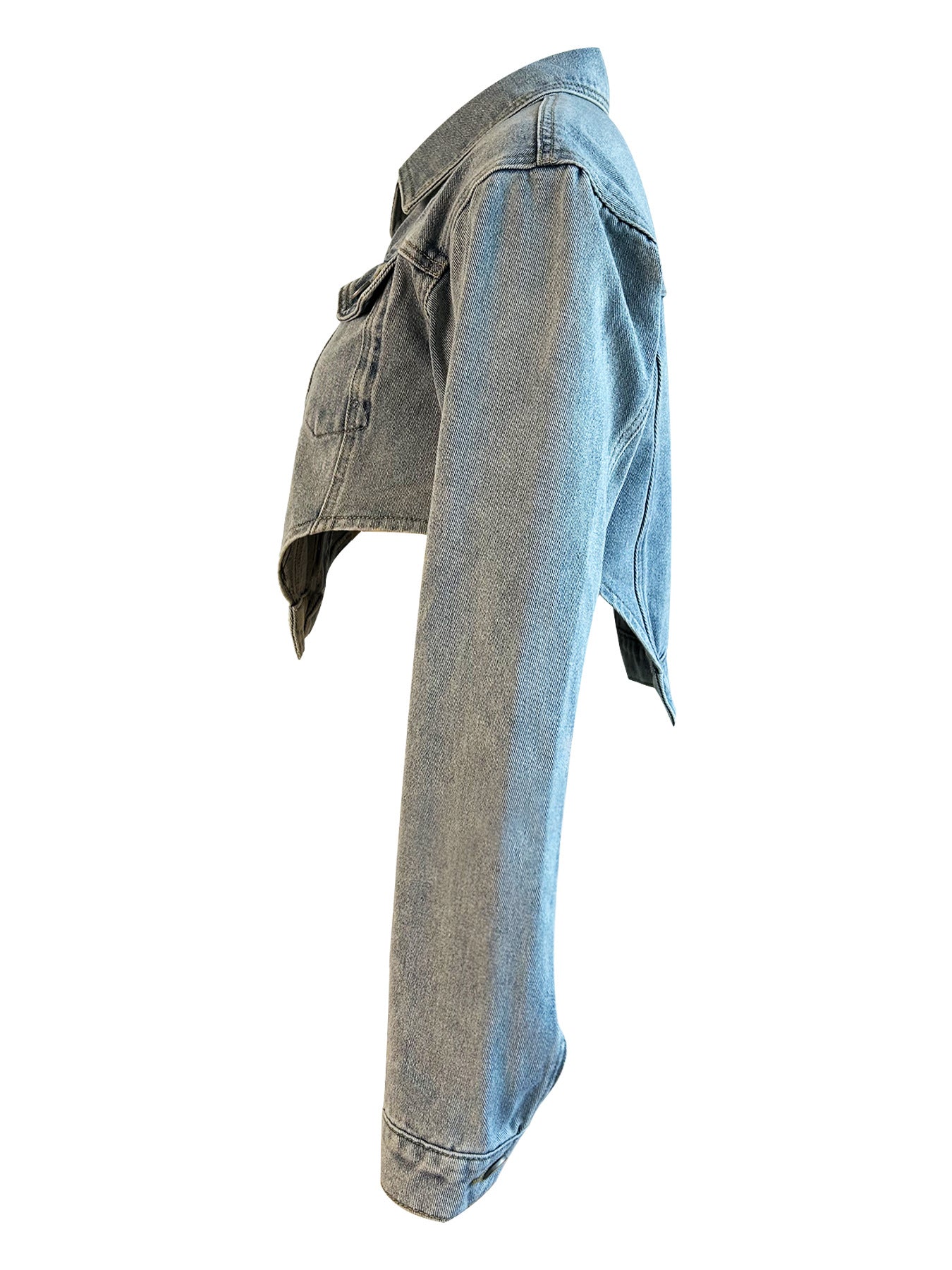 Fashionable Women's Style Irregularside Cutouts  Denim Top 9