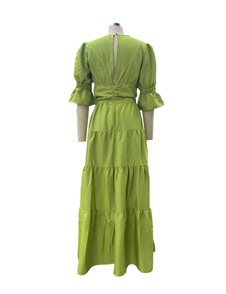 Women V Neck Long Sleeve Maxi Dress 20