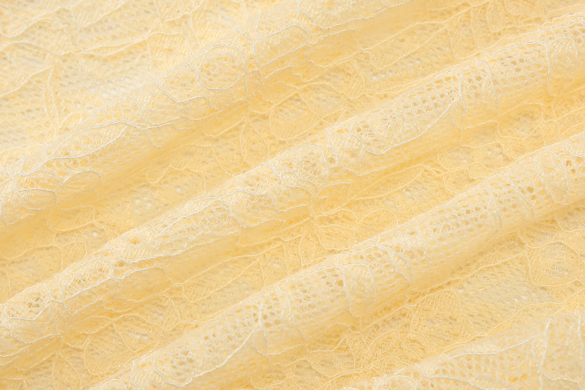 Women Summer Lace See-Through Ruffle Edge Crop Top and Skirt Two Piece Set 16