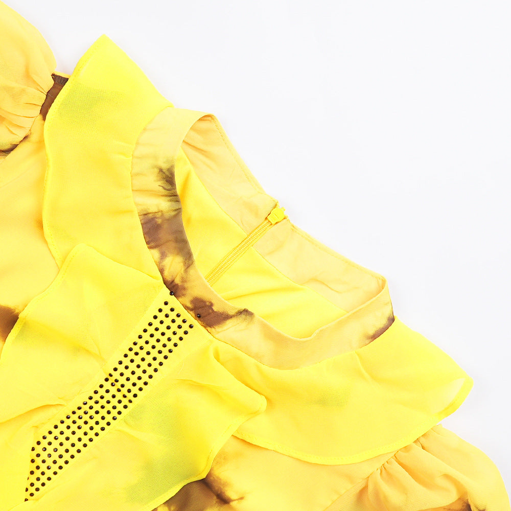 African Women Retro Printed Ruffle Dress 16