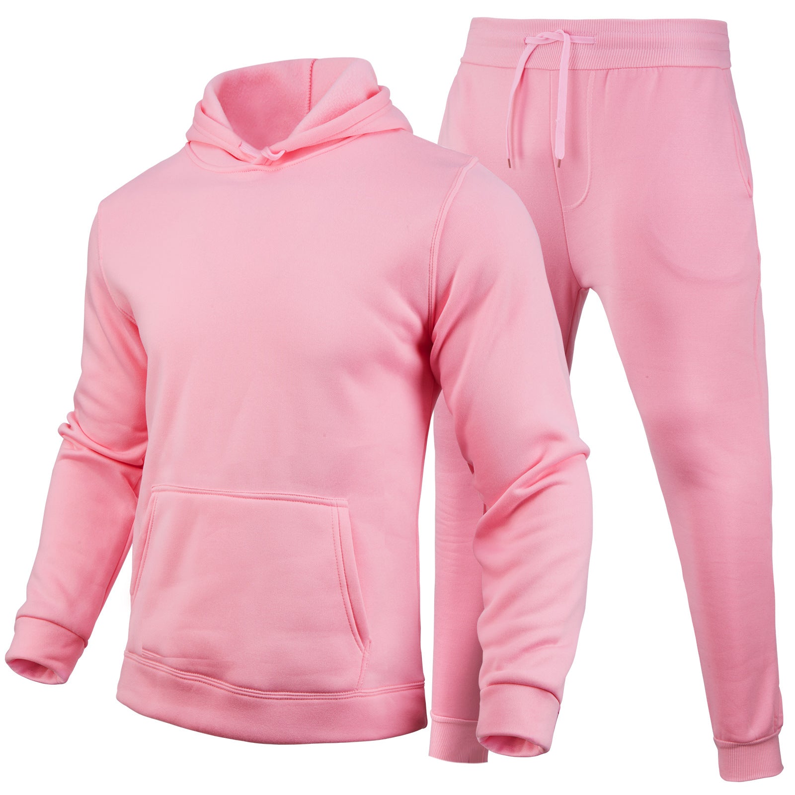 Men Casual Solid two-piece fleece loose Hoodies and sweatpants two-piece set 16