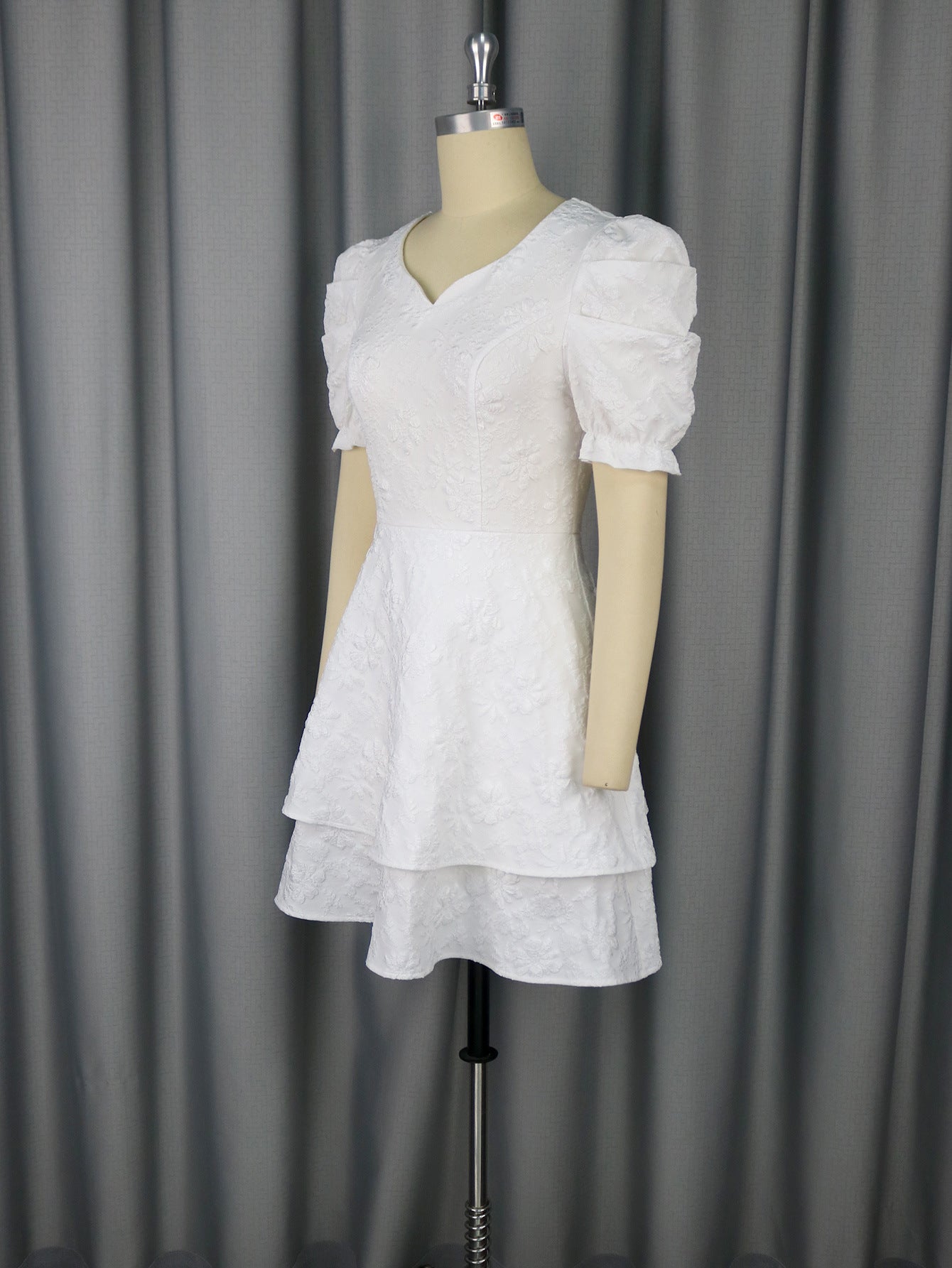 Women V-Neck Wedding Party Puff Sleeve Elegant Bridesmaid Dress 6