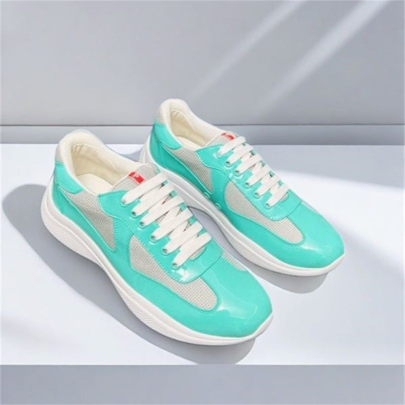 PUatent Leather Fashion Casual Sneakers Breathable White Classic Men's Shoes 29