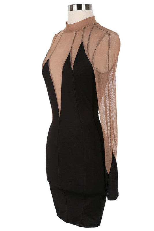 sexy contrast color long sleeve slim bodycon dress 6