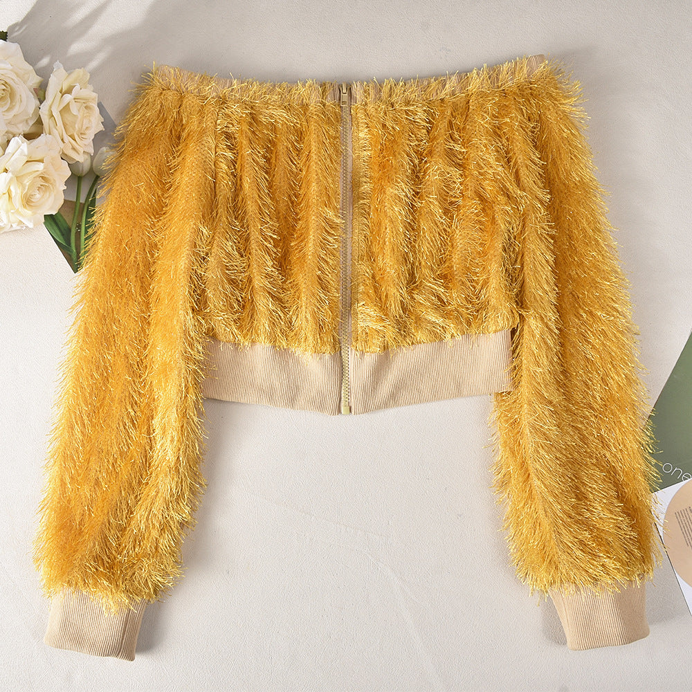 Women autumn long sleeve off shoulder jacket 10