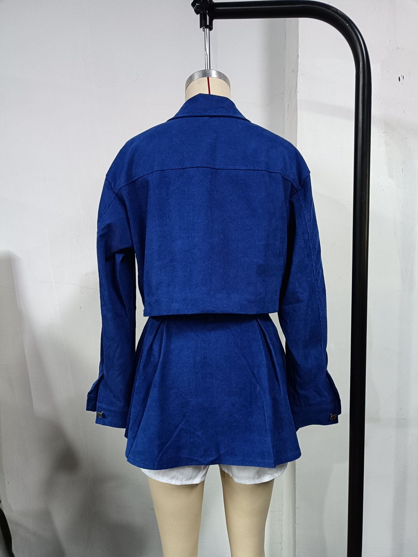 Women Sexy Crop Jacket Cargo Skirt Two-piece Set 8