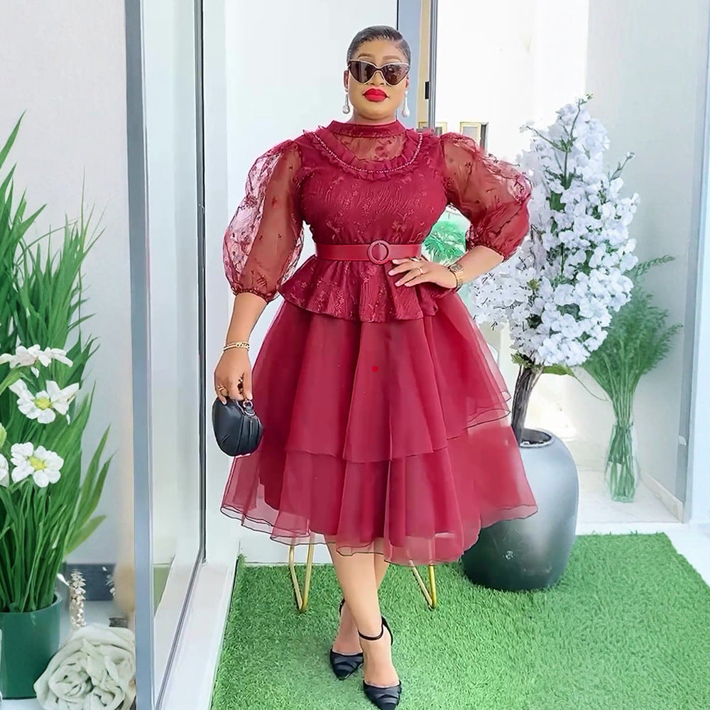 Plus Size Women's African Fashion Mesh Dress 3