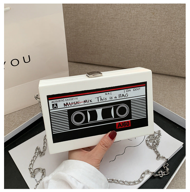 Style Radio Women's Bag Trendy Box Small Square Bag Chain Shoulder Messenger Bag 3