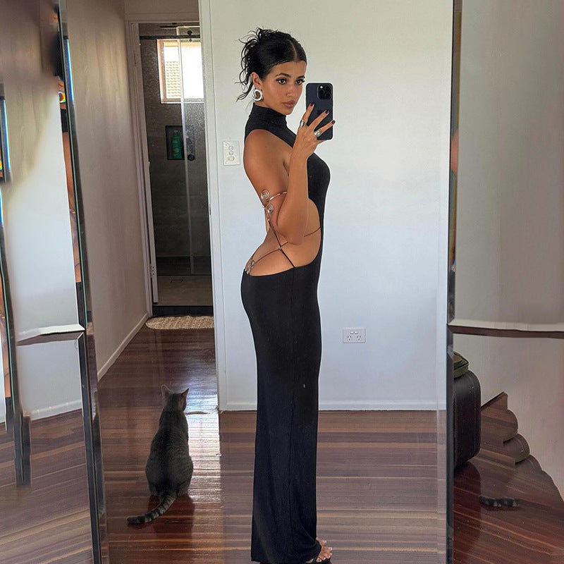 Women Sexy Backless Bow Dress