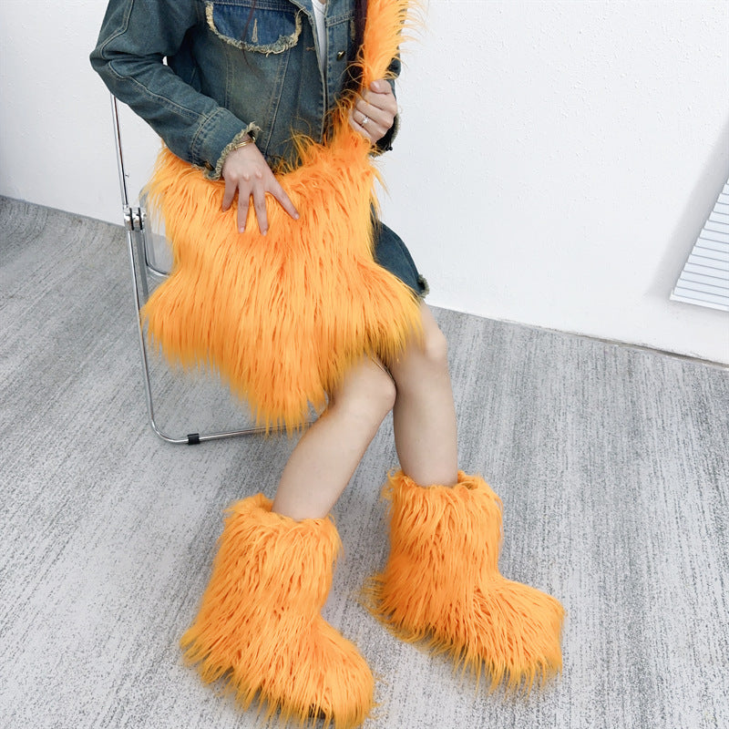 Fashion Girl Furry Messenger Bag 15