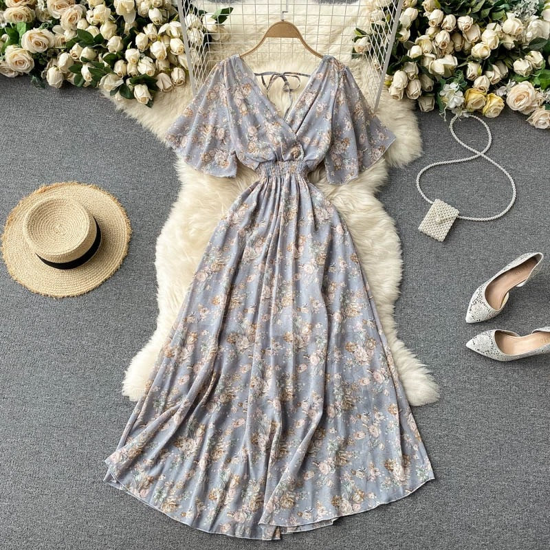 Women Summer Sexy V-Neck Beach Holidays Dress 32