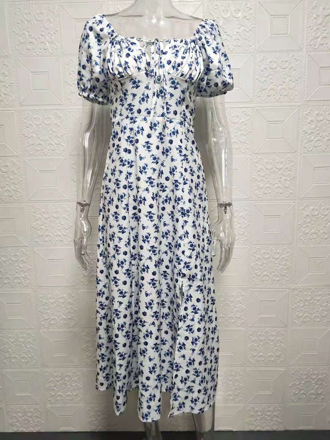 Square Neck Long Floral Summer Dress 23