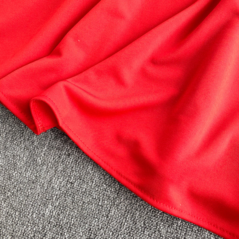 Spring Feminine V-Neck Low Back Slim Waist High Waist Slim Fit Solid Color Straps Basic A-Line Dress 31