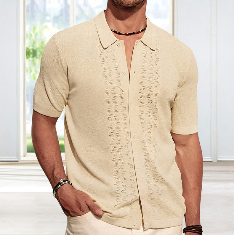 Men's Summer Short Sleeve Knitting Polo Top 7