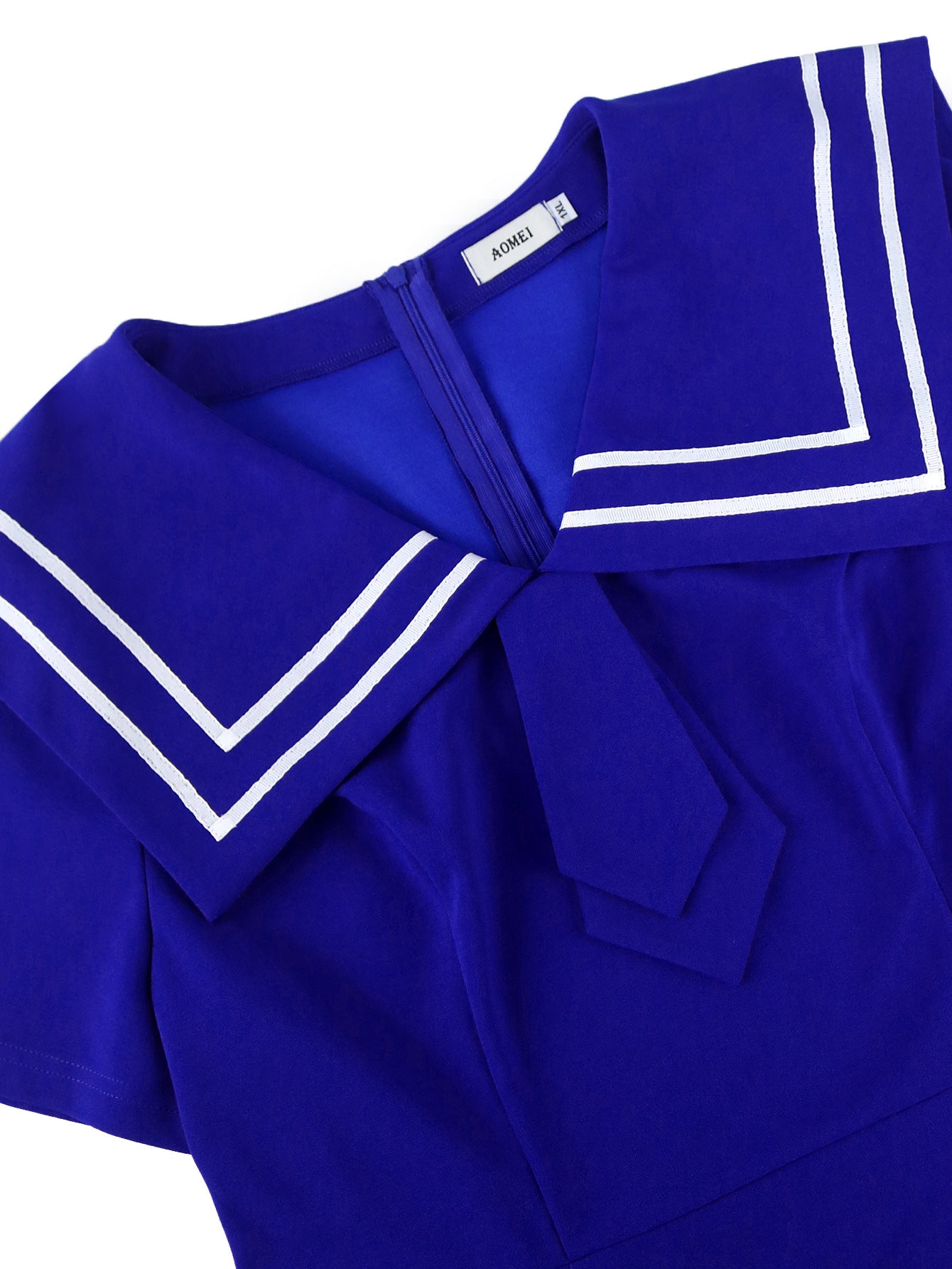 Plus-Size Turndown Collar Short Sleeve Chic Elegant Formal Party Dress 15