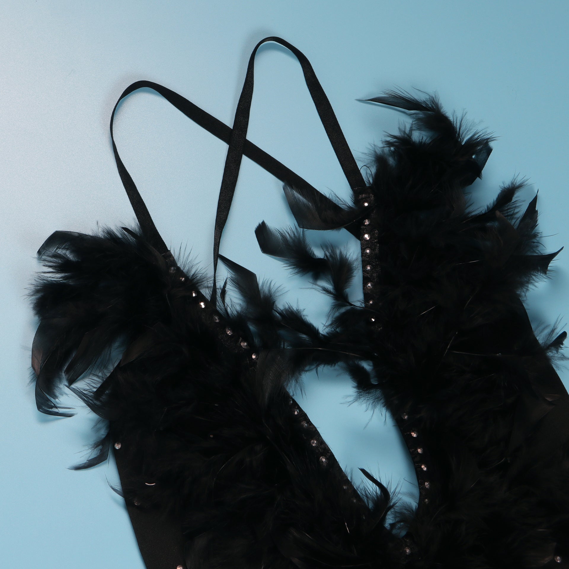 Women Sexy Beaded Feather V-Neck Backless Bodycon Dress 20