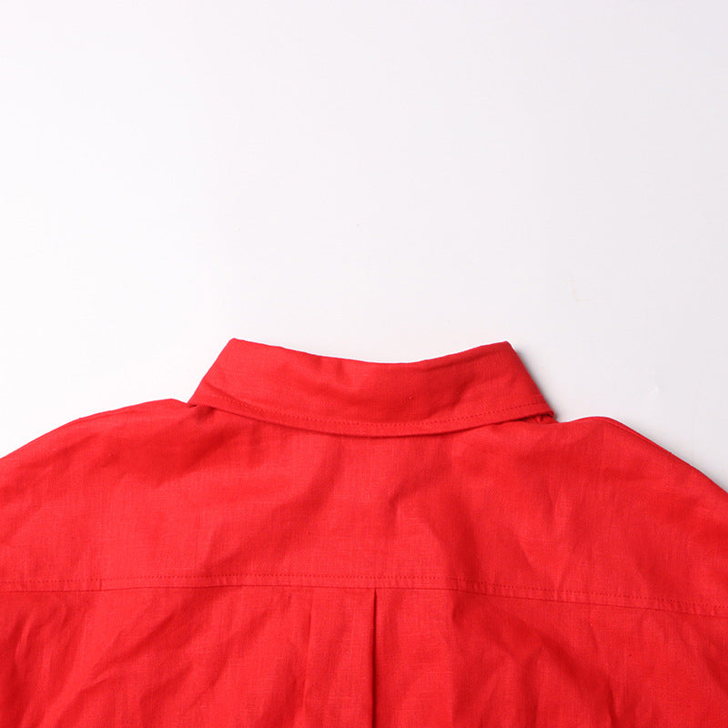 Women Turndown Collar long sleeve solid shirt Top and Casual shorts two-piece set 32