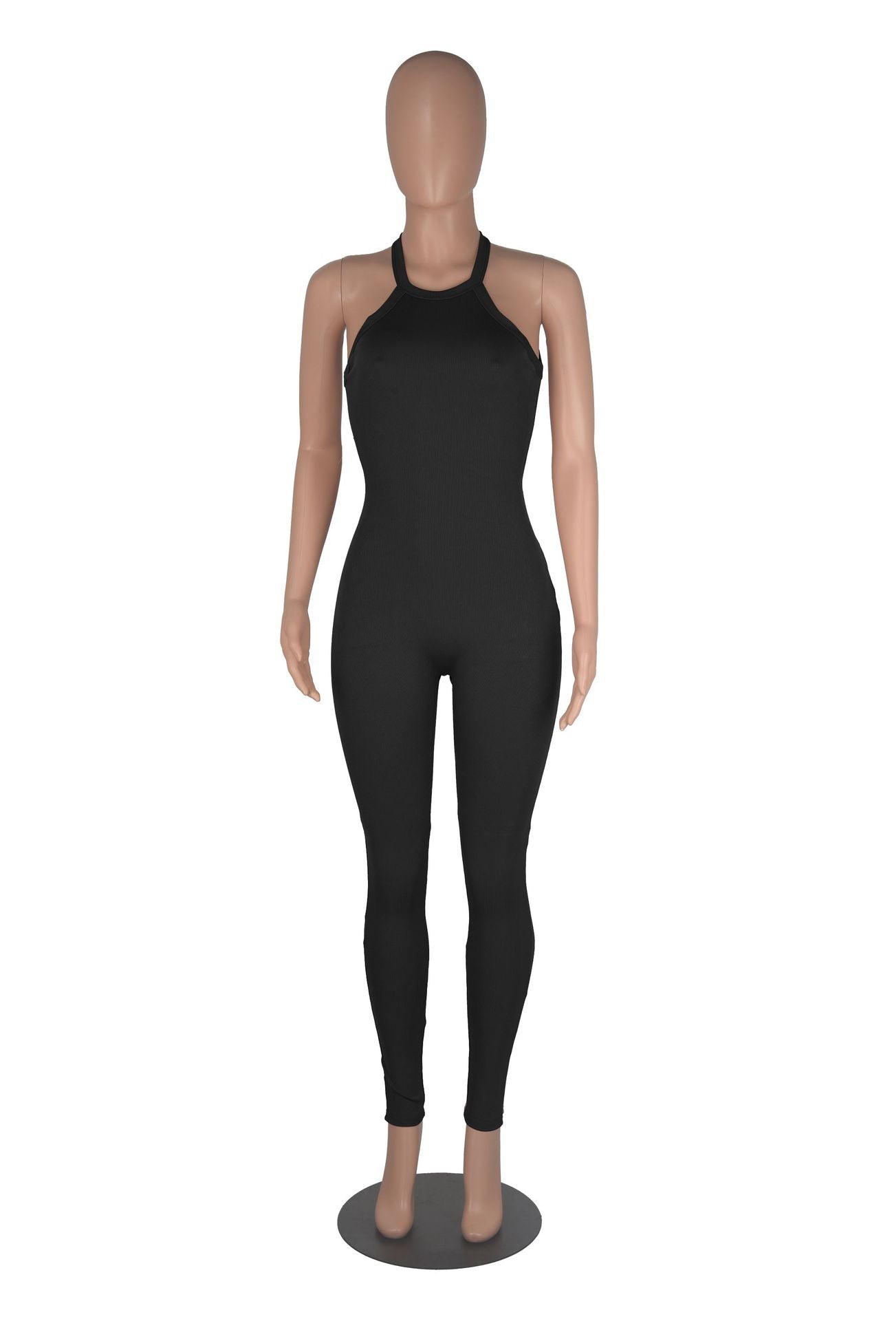 Women Sexy Solid Slim Backless Sports Jumpsuit 13