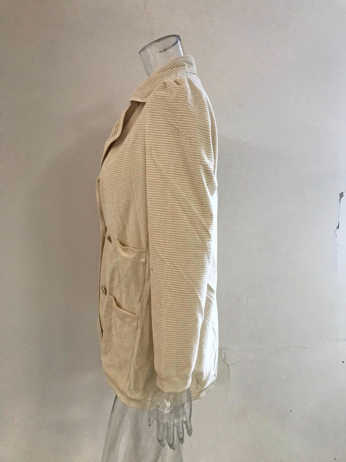 Women's Short Texture Casual Top Long Sleeve Jacket Autumn Winter Women 9