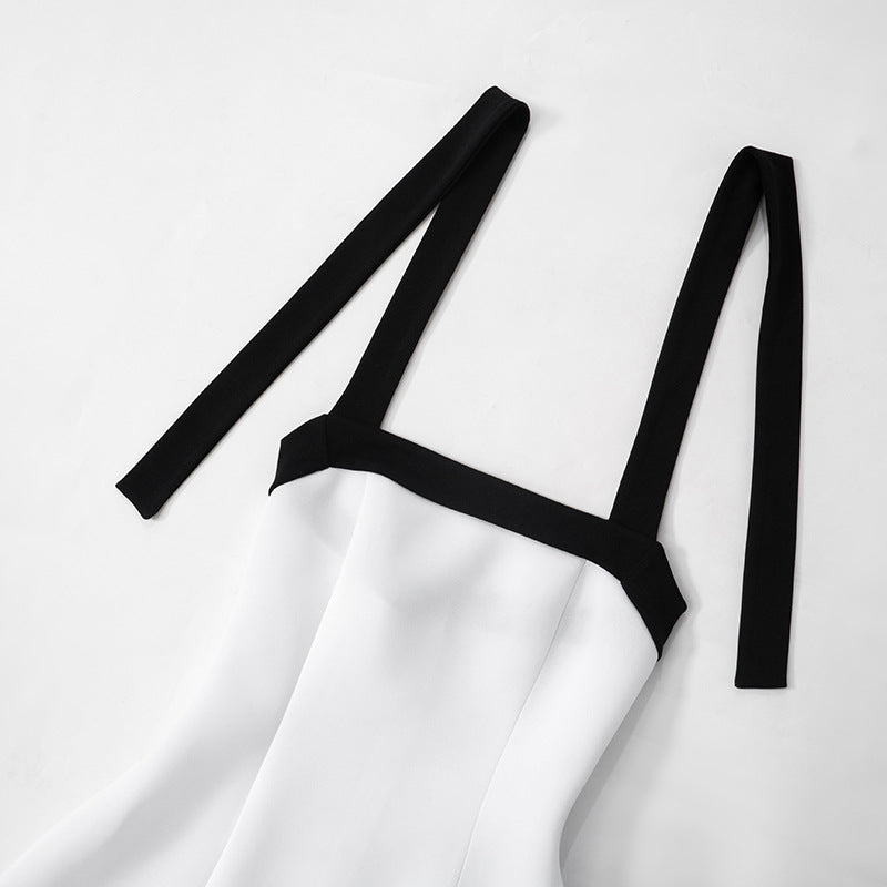 Women contrast color Halter Neck lace sexy dress 10