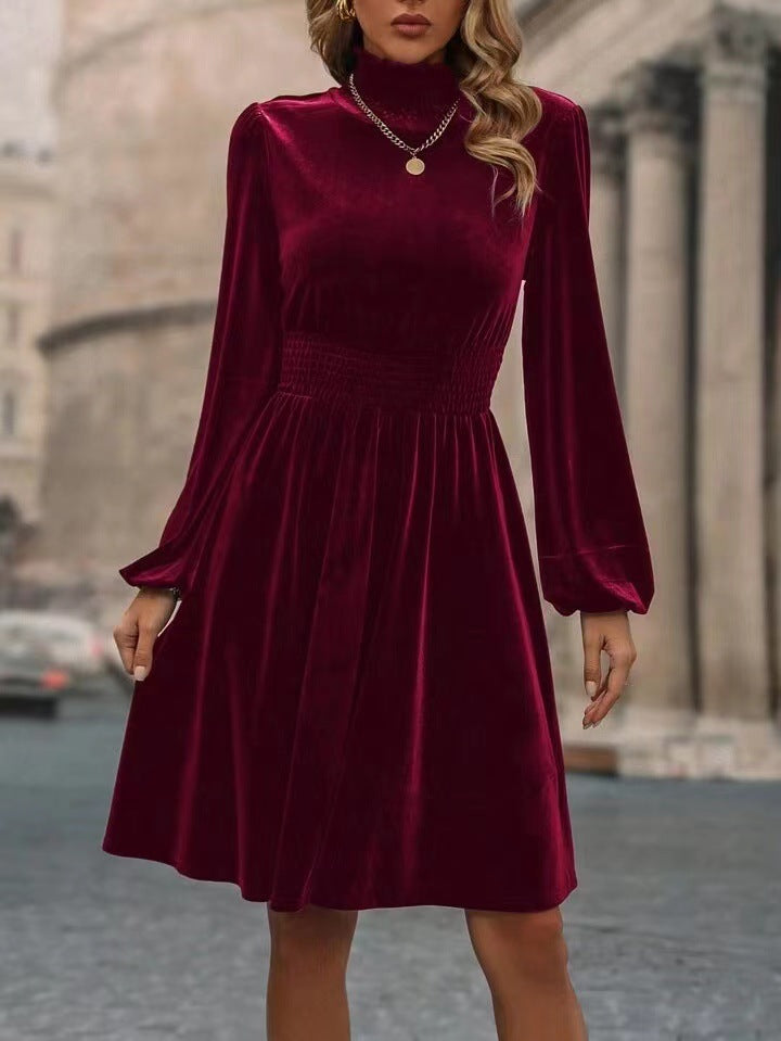 Women Velvet Long Sleeve Dress 3