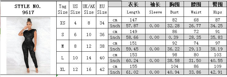 Sequins Round Neck Sleeveless Fashion Sexy Nightclub Jumpsuit 10
