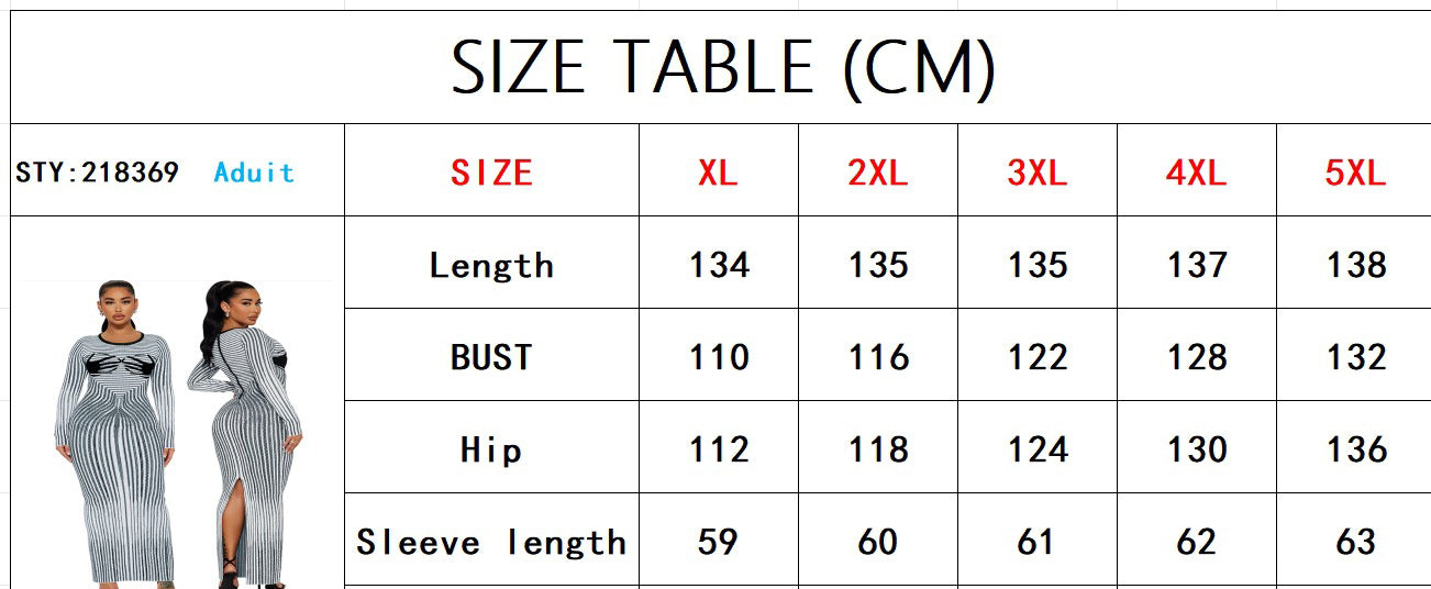 Plus Size Women's Round Neck Slit Long Sleeve Dress 8