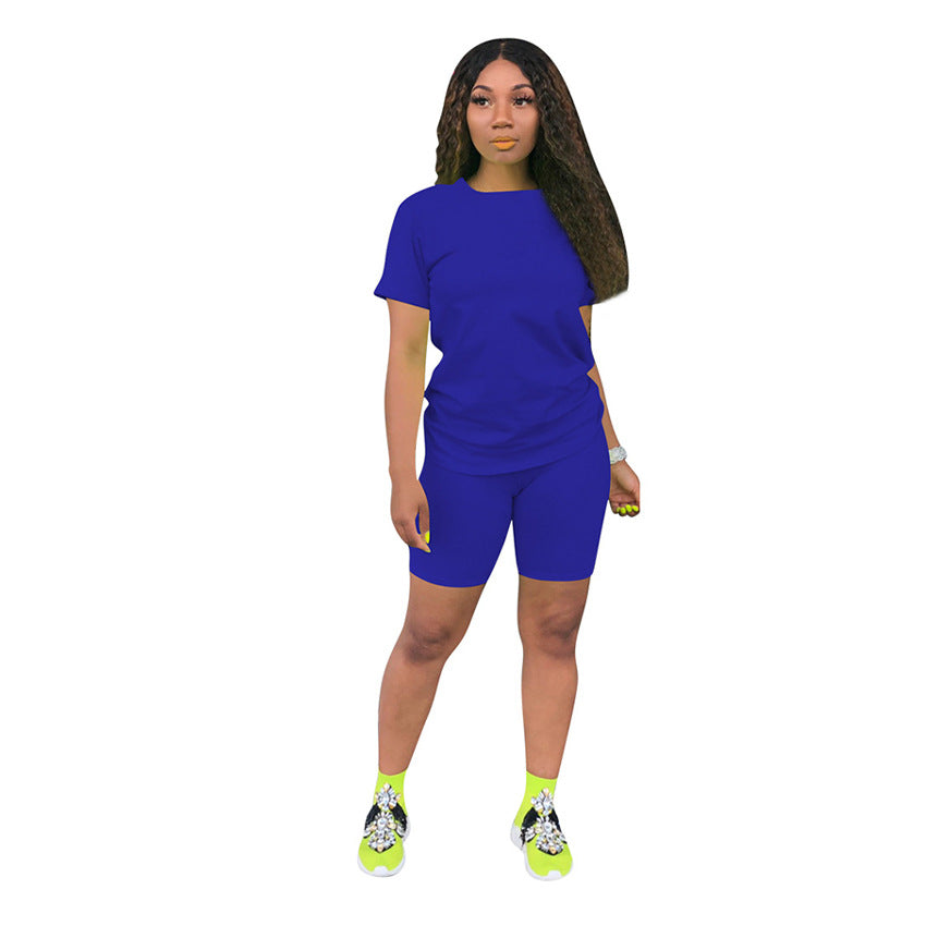 Solid color sports Casual two-piece Shorts Set 45