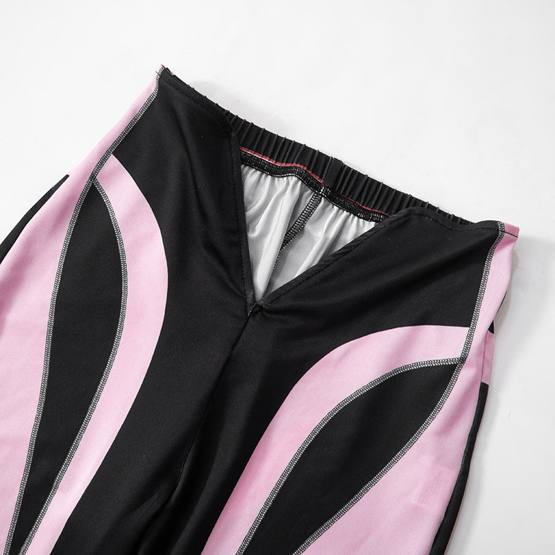 Women Winter Contrast Patchwork Striped Pants 9