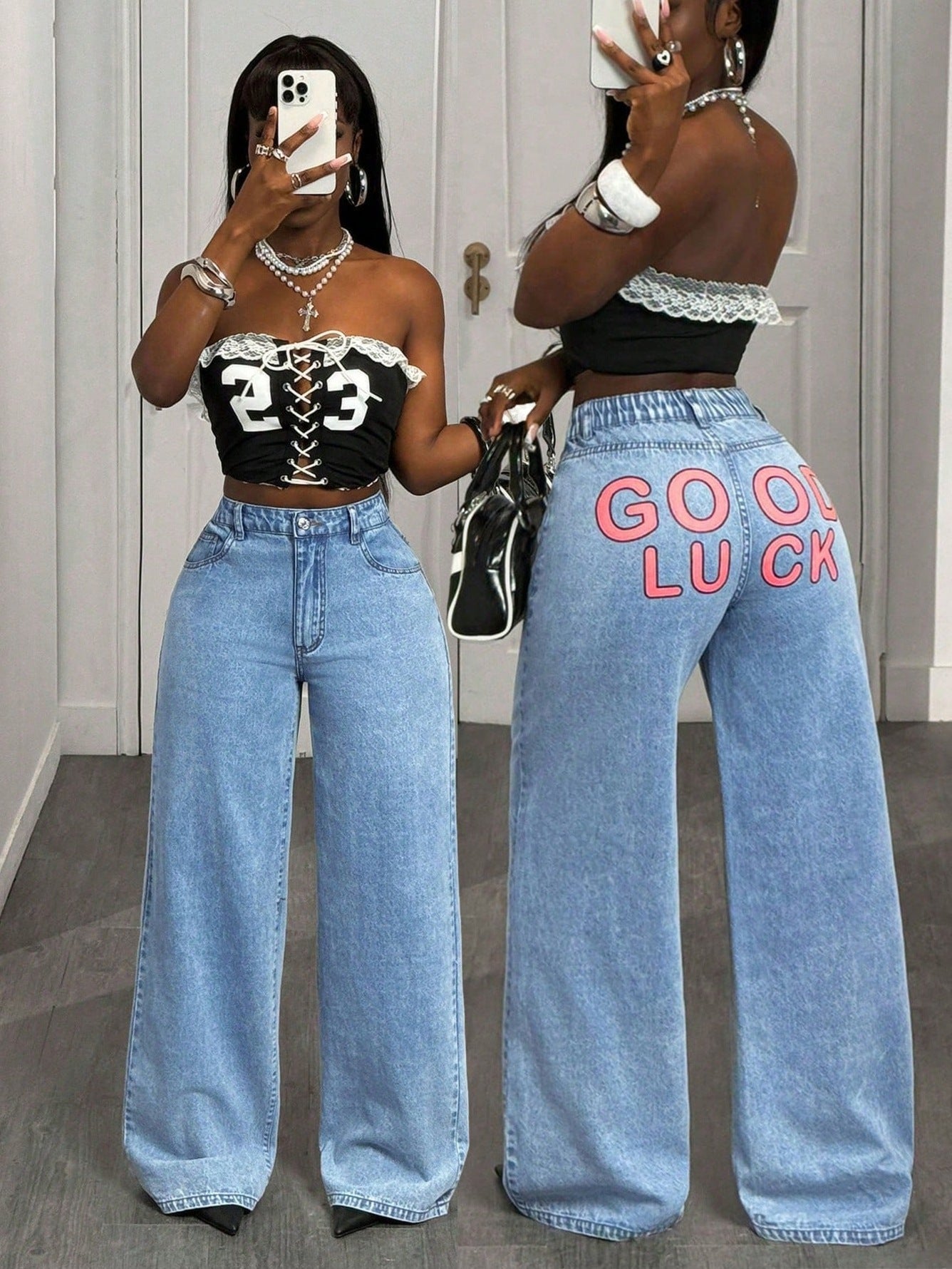 Women's Wide Leg Loose Straight Denim Pants