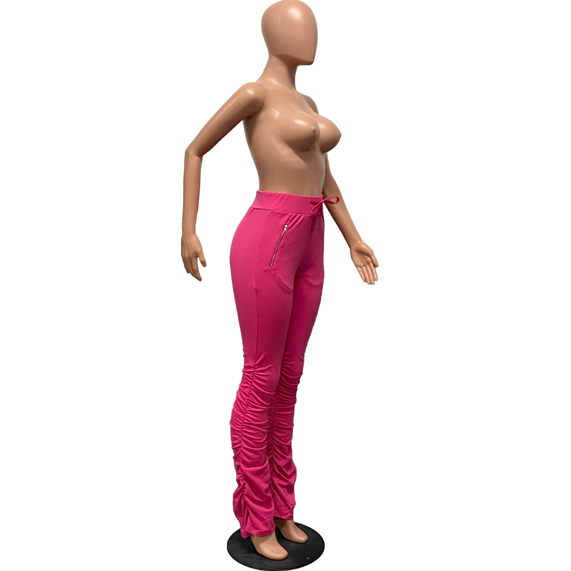 Women's Sports Casual Zipper Pockets Drawstring Fleece Fabric Pants 6