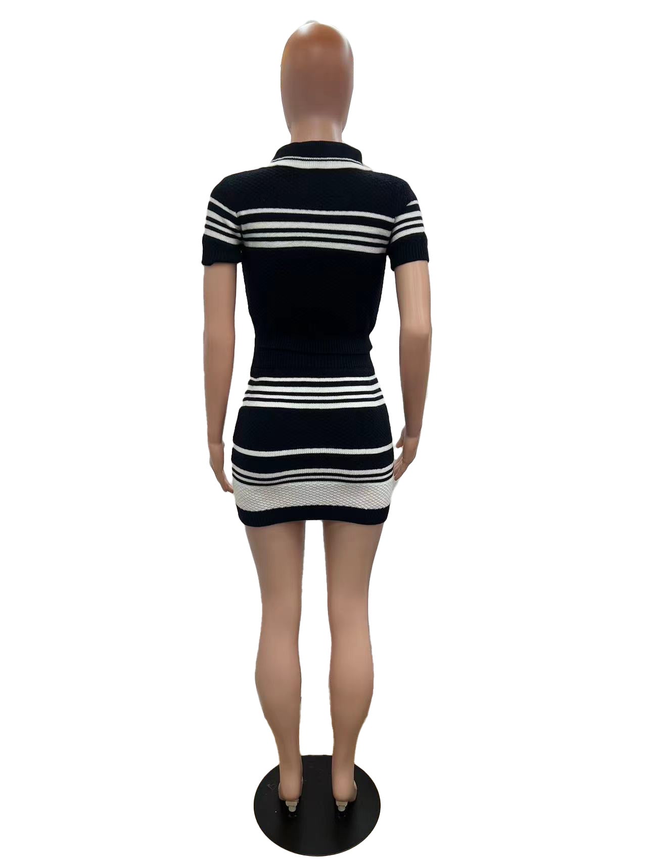 Women Striped Casual Sweater Dress Two-piece set 6