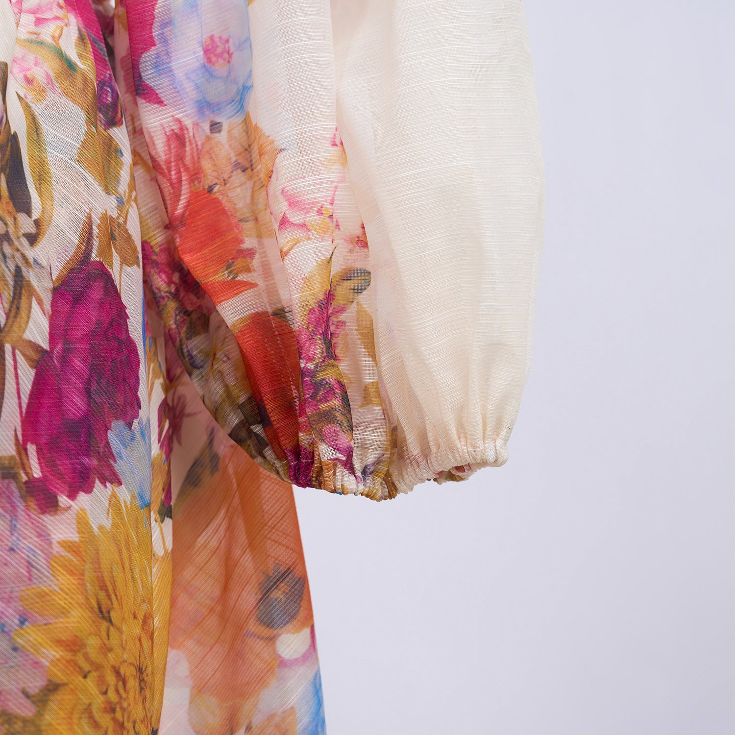 Spring Summer V neck Print Beaded Slim Waist A-line Holidays Dress 13