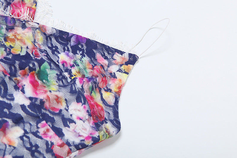 Fashion Sexy V-Neck Lace Patchwork Floral Strap Women's Dress 28