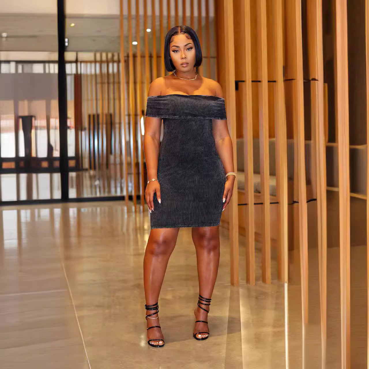 Women Summer Sexy Off Shoulder Bodycon Dress 5