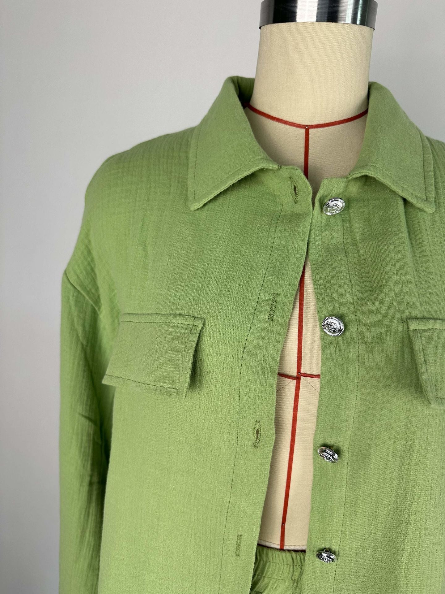 Plus Size Women's Double Crepe Oversized Turndown Collar Long Sleeve Set 25