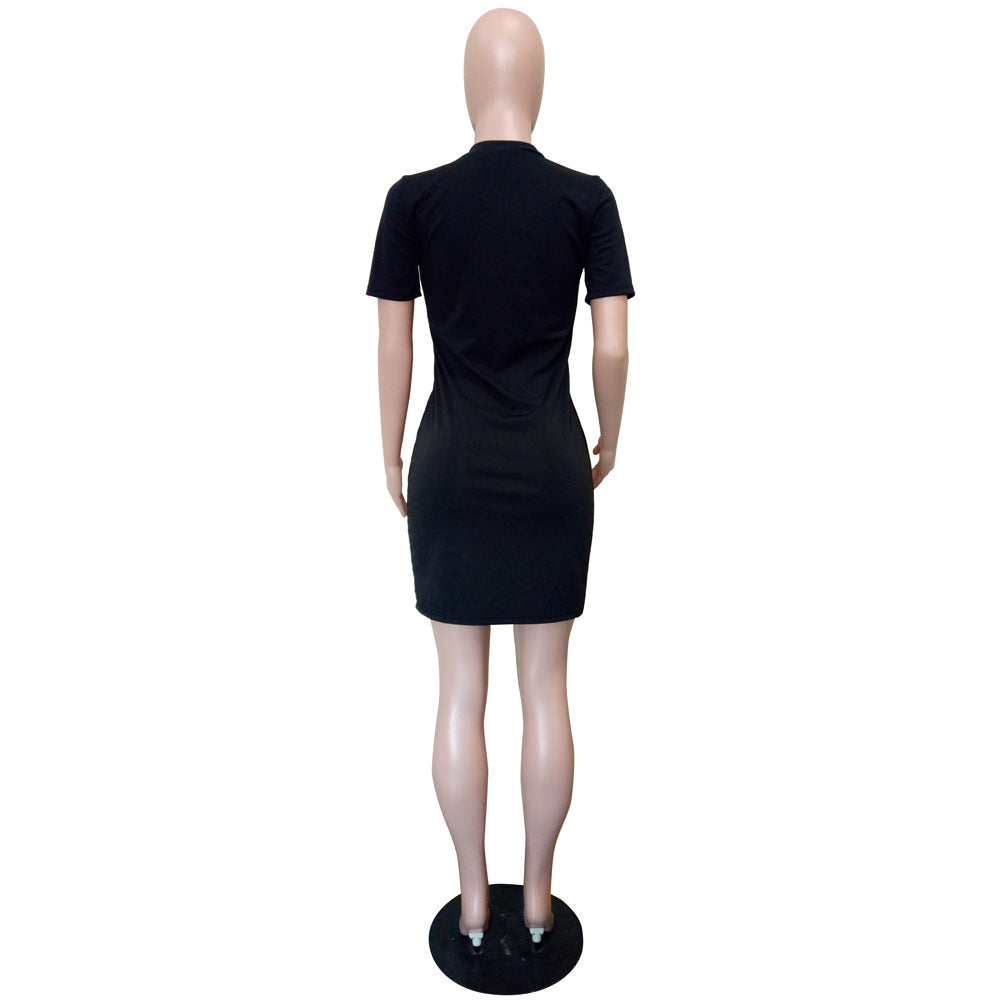 Women clothing spring and summer leopard color matching short-sleeved dress 8