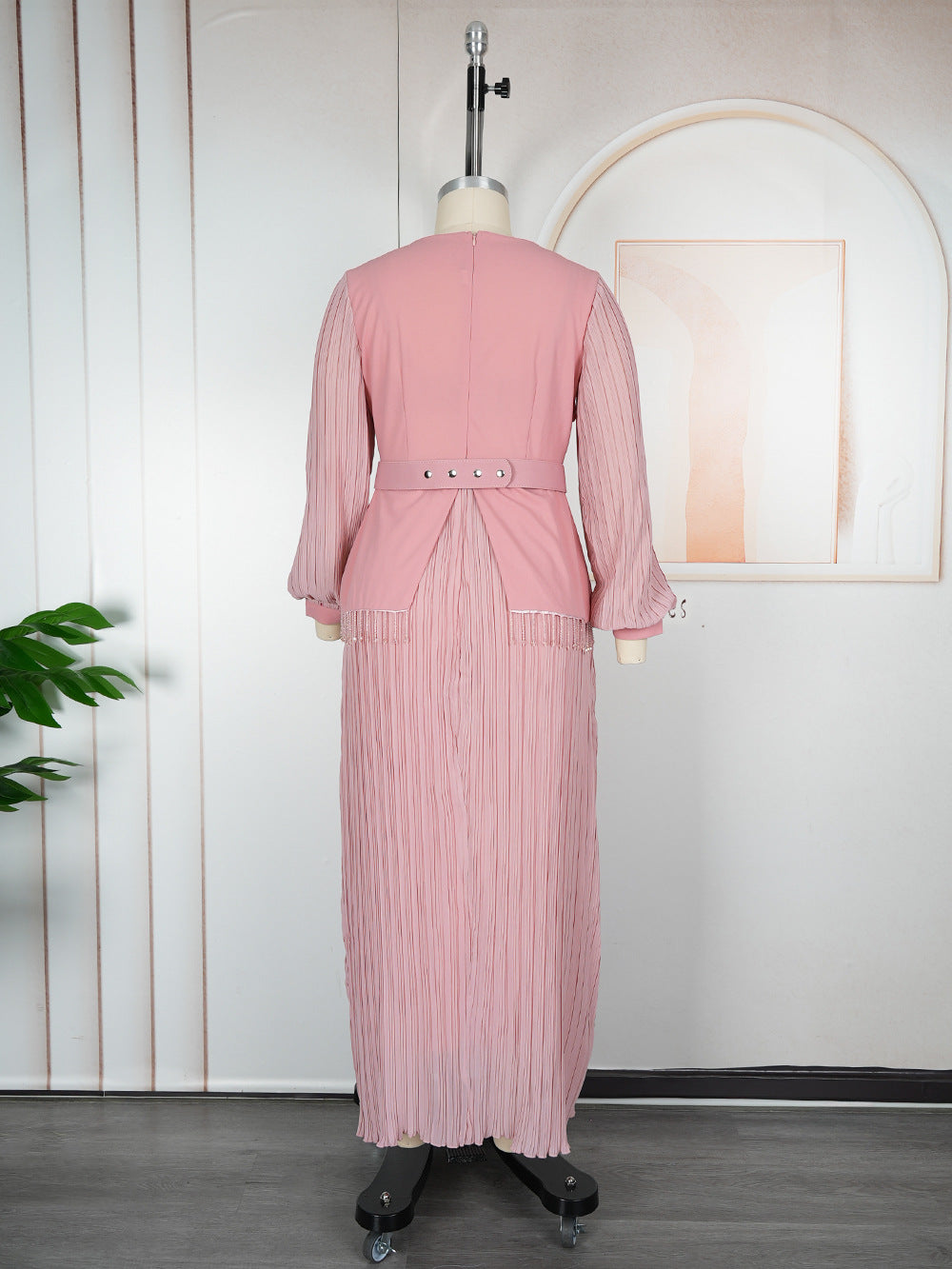 Africa Plus Size Women's Long Sleeve Elegant Pleated Formal Party Gown 14