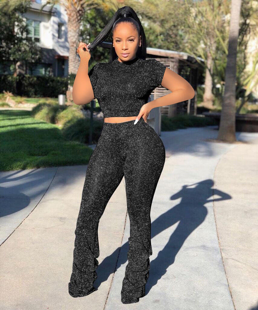 Summer Sporty Ruffle Short-Sleeve Two-Piece Pants Set 3