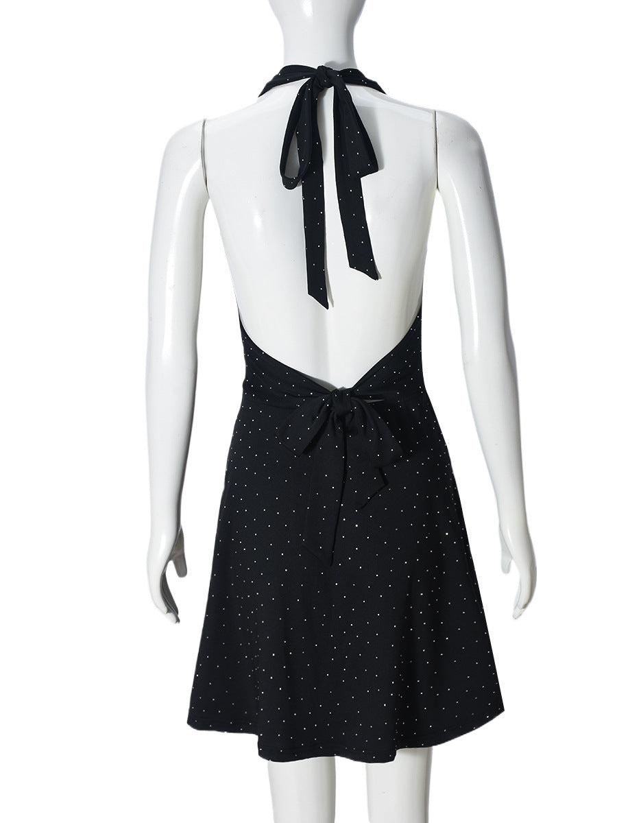 Spring and Summer Lace-Up Hollow V-Neck Puffy Short Dress for Women 8