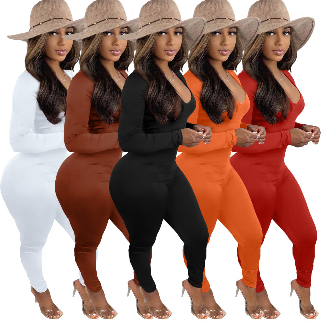 Women's Back Drawstring Scrunch Butt Sexy Jumpsuit 8